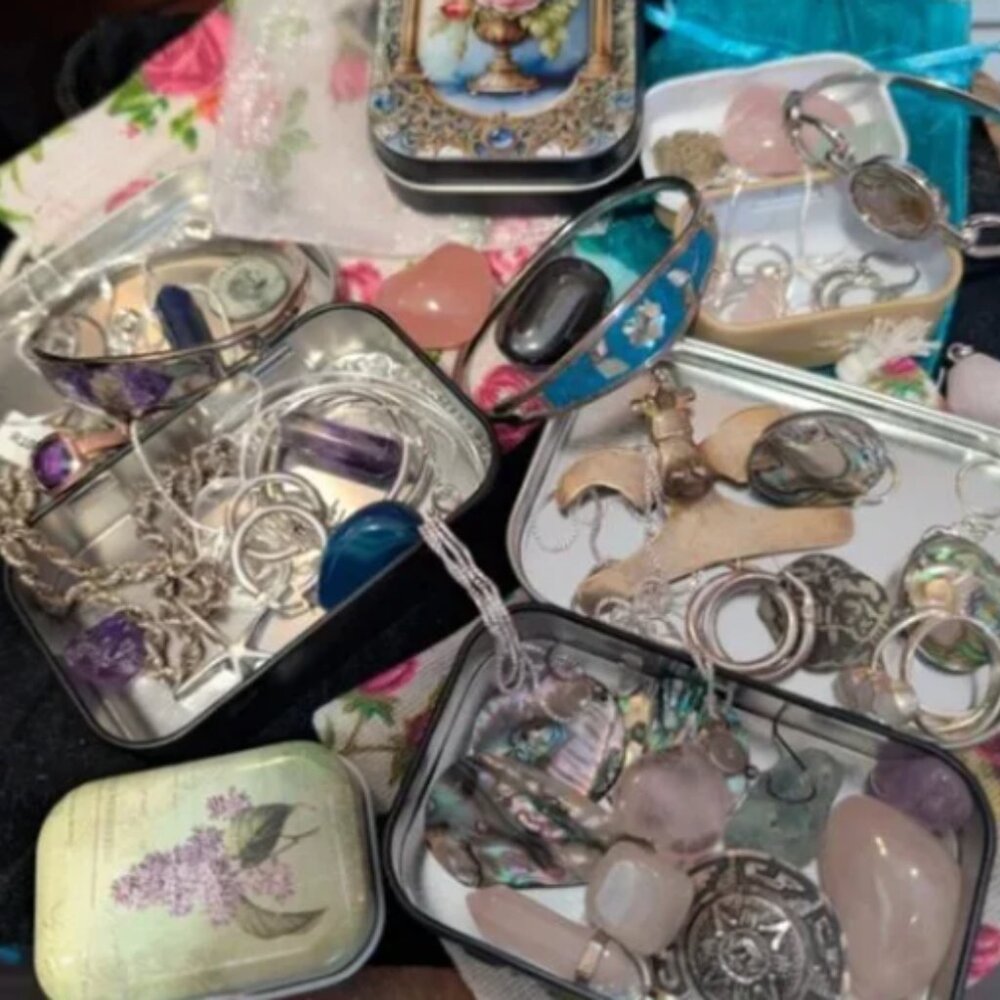 Sterling Silver, gems, ancient coins mystery treasure chest- size 10x7cm